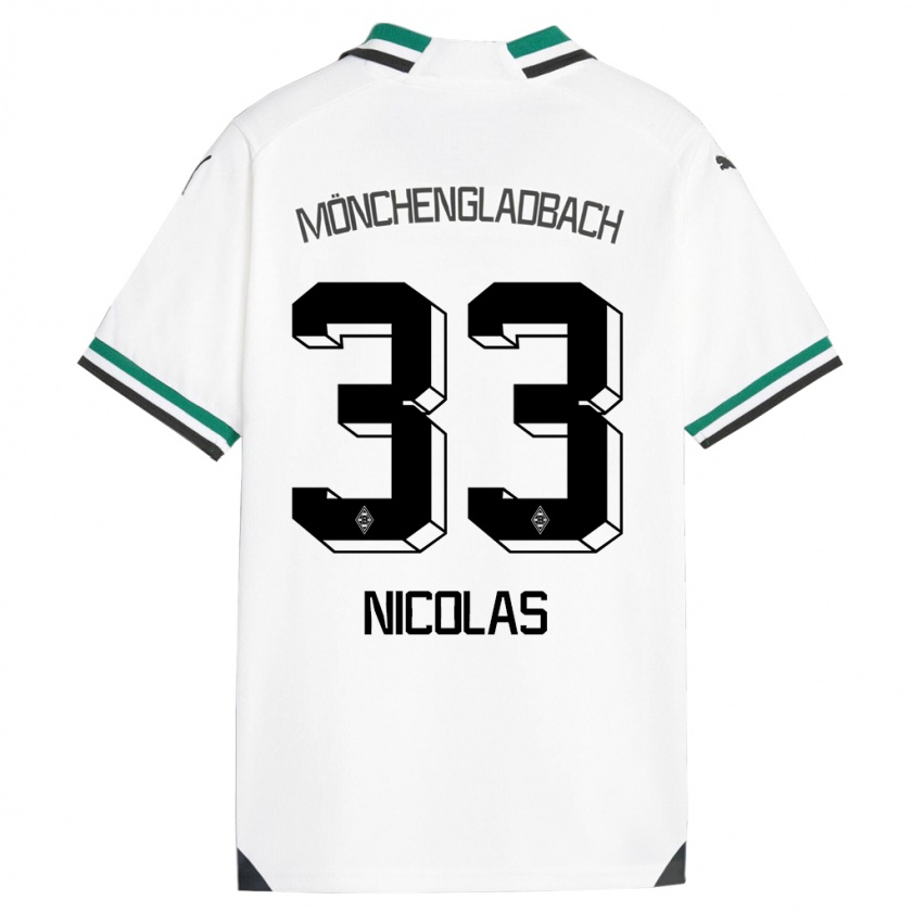 Kandiny Mujer Camiseta Moritz Nicolas #33 Blanco Verde 1ª Equipación 2023/24 La Camisa Chile