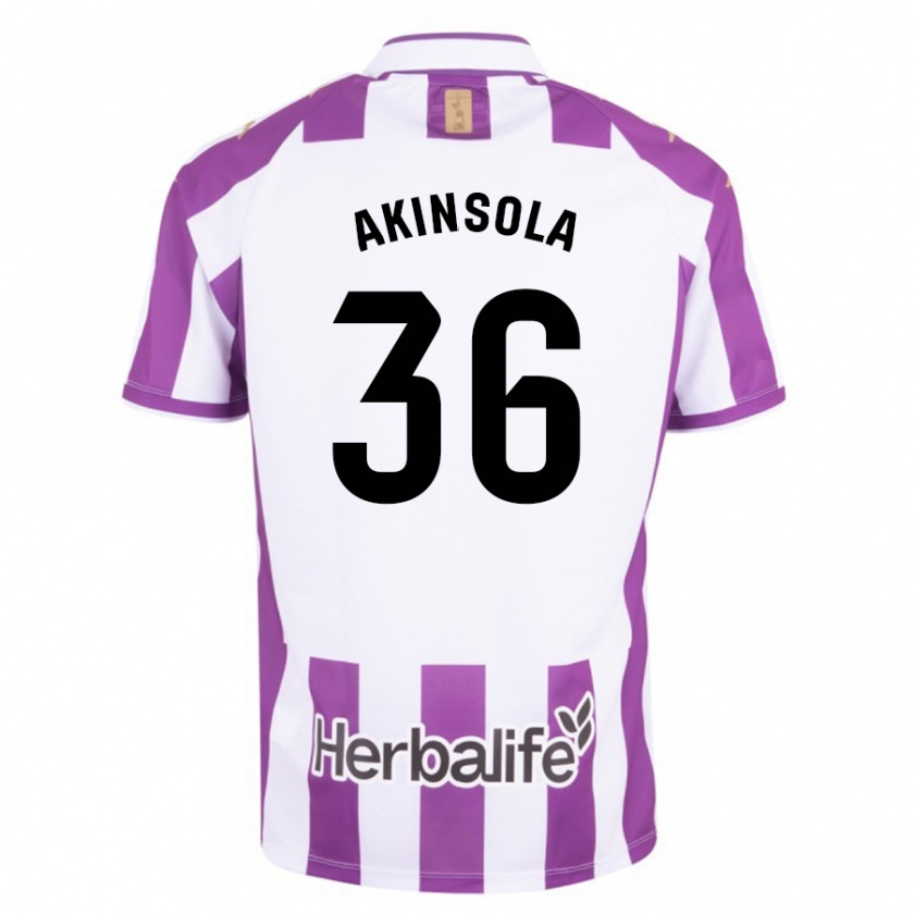 Kandiny Mujer Camiseta Tunde Akinsola #36 Morado 1ª Equipación 2023/24 La Camisa Chile