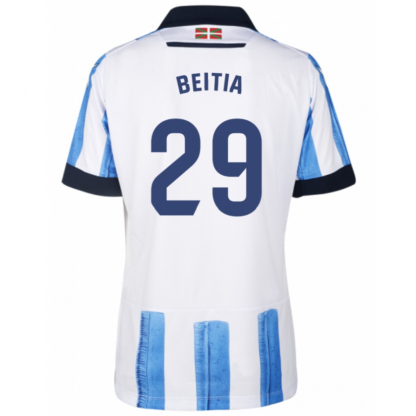 Kandiny Mujer Camiseta Luken Beitia #29 Azul Blanco 1ª Equipación 2023/24 La Camisa Chile