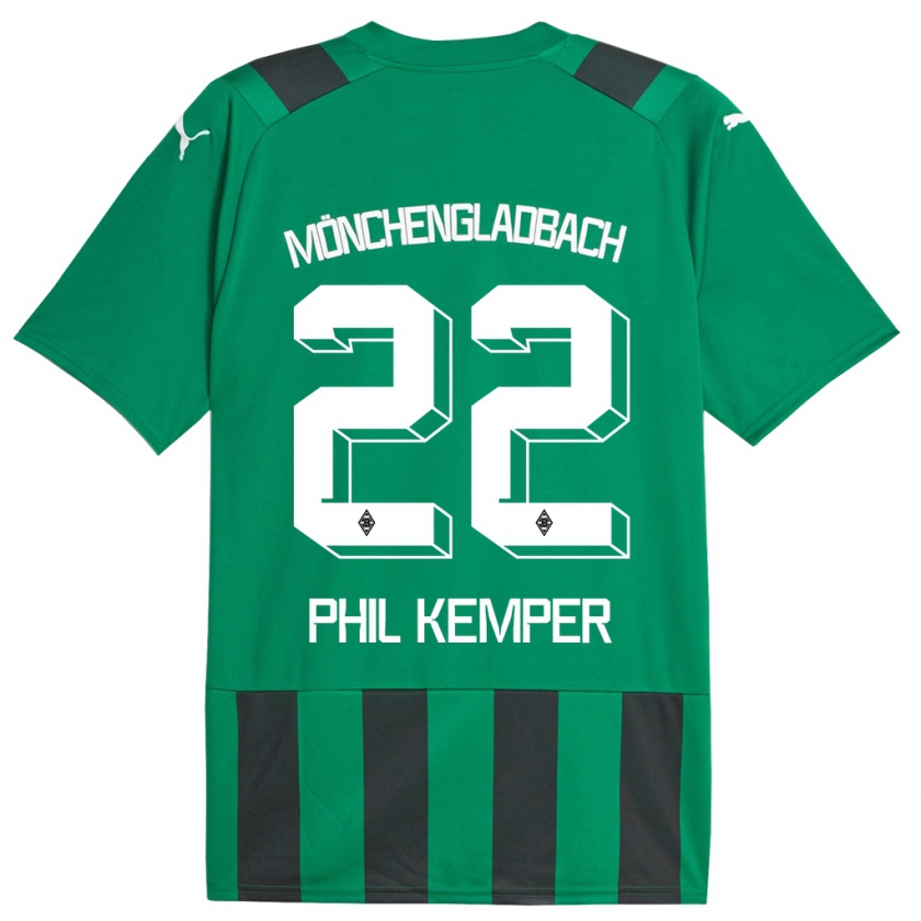 Kandiny Mujer Camiseta Phil Kemper #22 Verde Negro 2ª Equipación 2023/24 La Camisa Chile