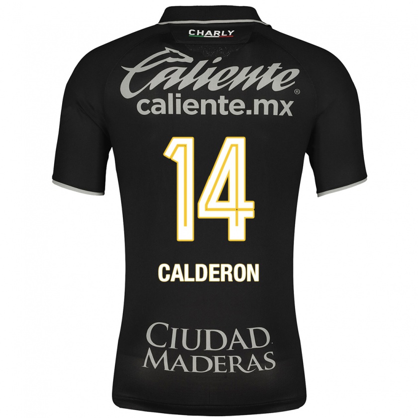 Kandiny Mujer Camiseta Daniela Calderón #14 Negro 2ª Equipación 2023/24 La Camisa Chile