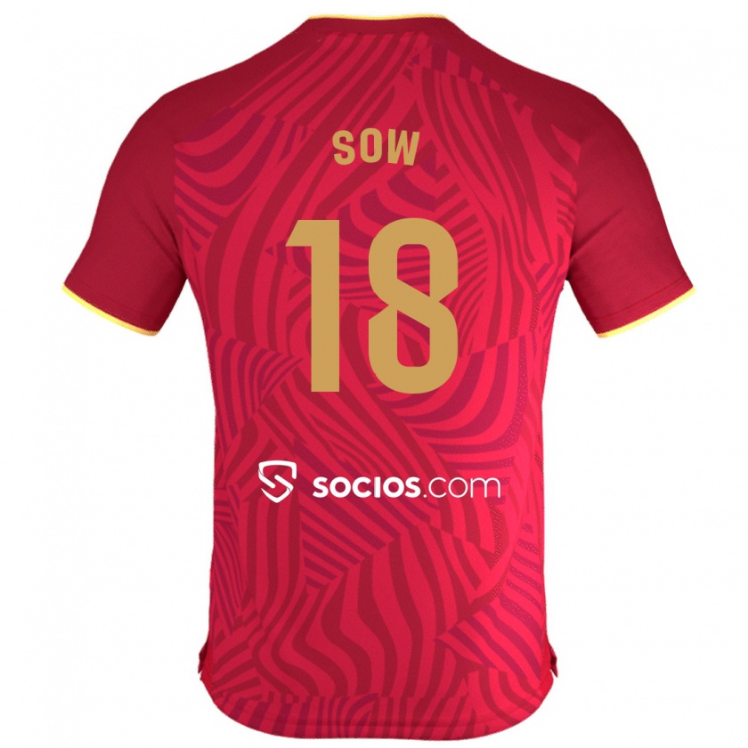 Kandiny Mujer Camiseta Djibril Sow #18 Rojo 2ª Equipación 2023/24 La Camisa Chile