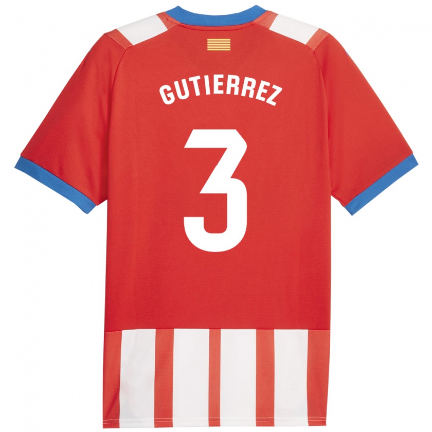 Kandiny Niño Camiseta Miguel Gutiérrez #3 Rojo Blanco 1ª Equipación 2023/24 La Camisa Chile