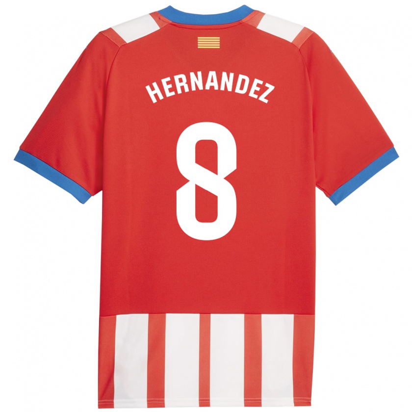 Kandiny Niño Camiseta Sofia Hernández #8 Rojo Blanco 1ª Equipación 2023/24 La Camisa Chile
