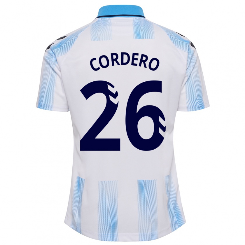 Kandiny Niño Camiseta Antonio Cordero #26 Blanco Azul 1ª Equipación 2023/24 La Camisa Chile