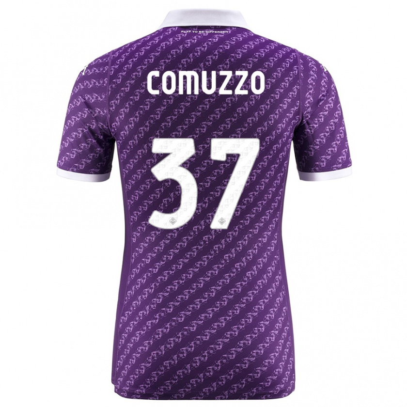 Kandiny Niño Camiseta Pietro Comuzzo #37 Violeta 1ª Equipación 2023/24 La Camisa Chile
