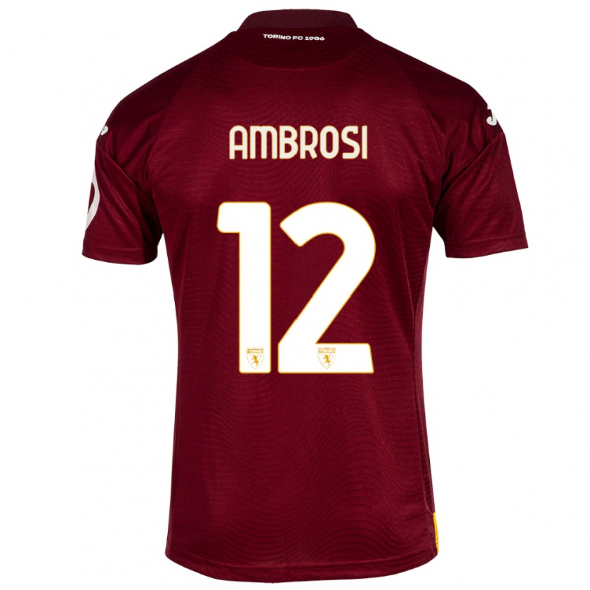 Kandiny Niño Camiseta Martina Ambrosi #12 Rojo Oscuro 1ª Equipación 2023/24 La Camisa Chile