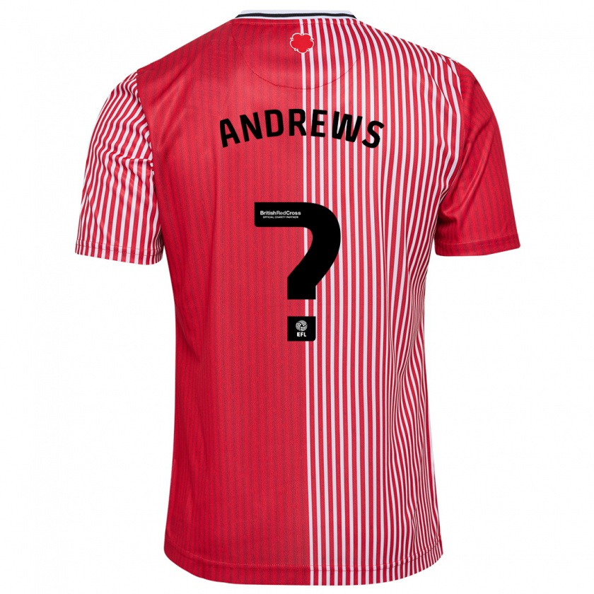 Kandiny Niño Camiseta Joe Andrews #0 Rojo 1ª Equipación 2023/24 La Camisa Chile