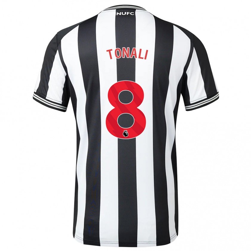 Kandiny Niño Camiseta Sandro Tonali #8 Blanco Negro 1ª Equipación 2023/24 La Camisa Chile