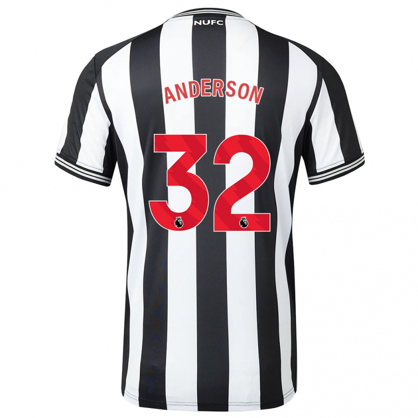 Kandiny Niño Camiseta Elliot Anderson #32 Blanco Negro 1ª Equipación 2023/24 La Camisa Chile