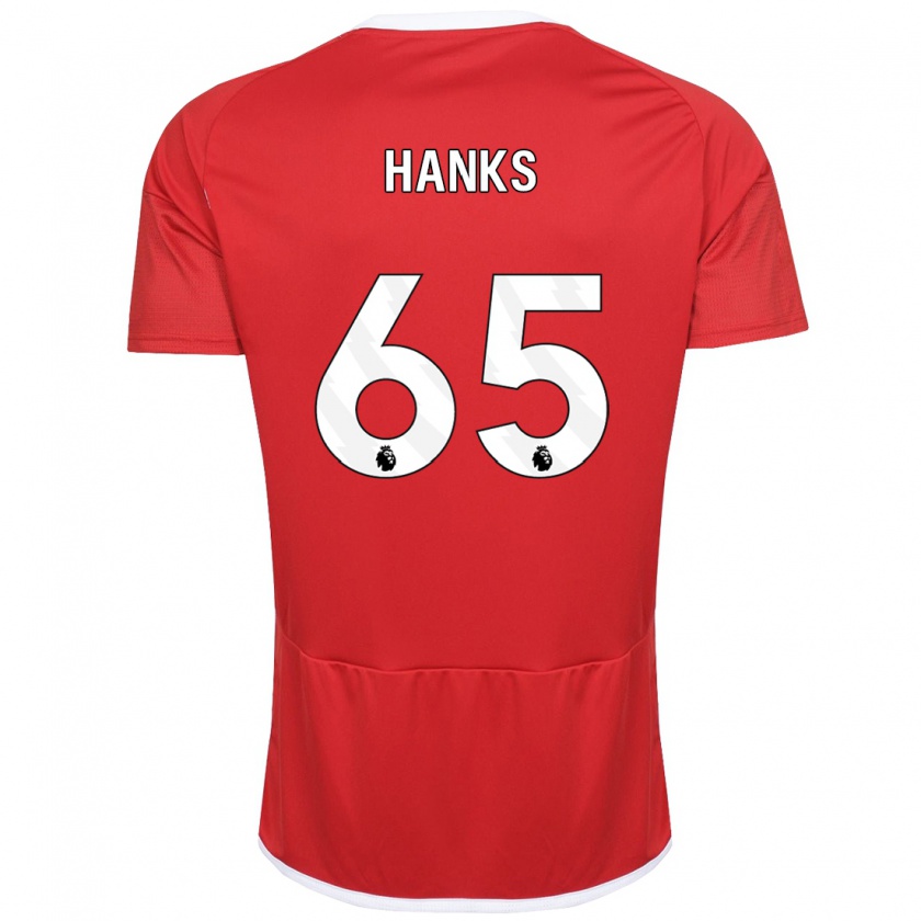 Kandiny Niño Camiseta Justin Hanks #65 Rojo 1ª Equipación 2023/24 La Camisa Chile