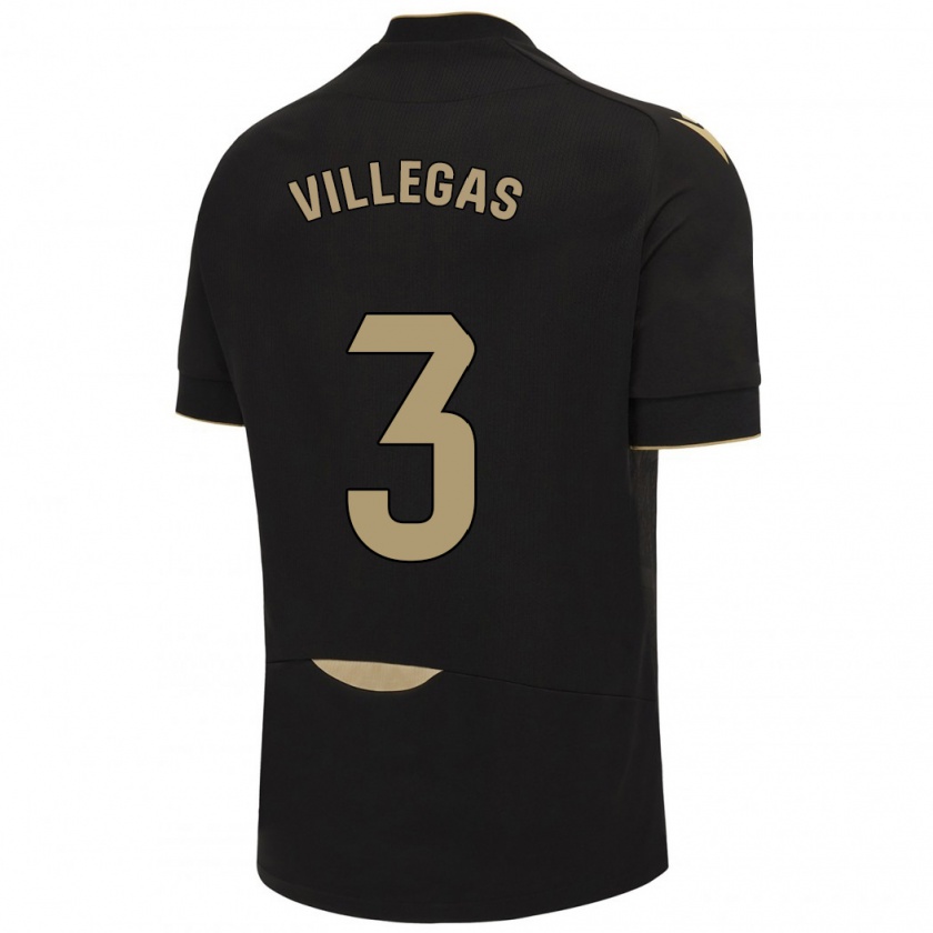 Kandiny Niño Camiseta Virginia Villegas Rico #3 Negro 2ª Equipación 2023/24 La Camisa Chile