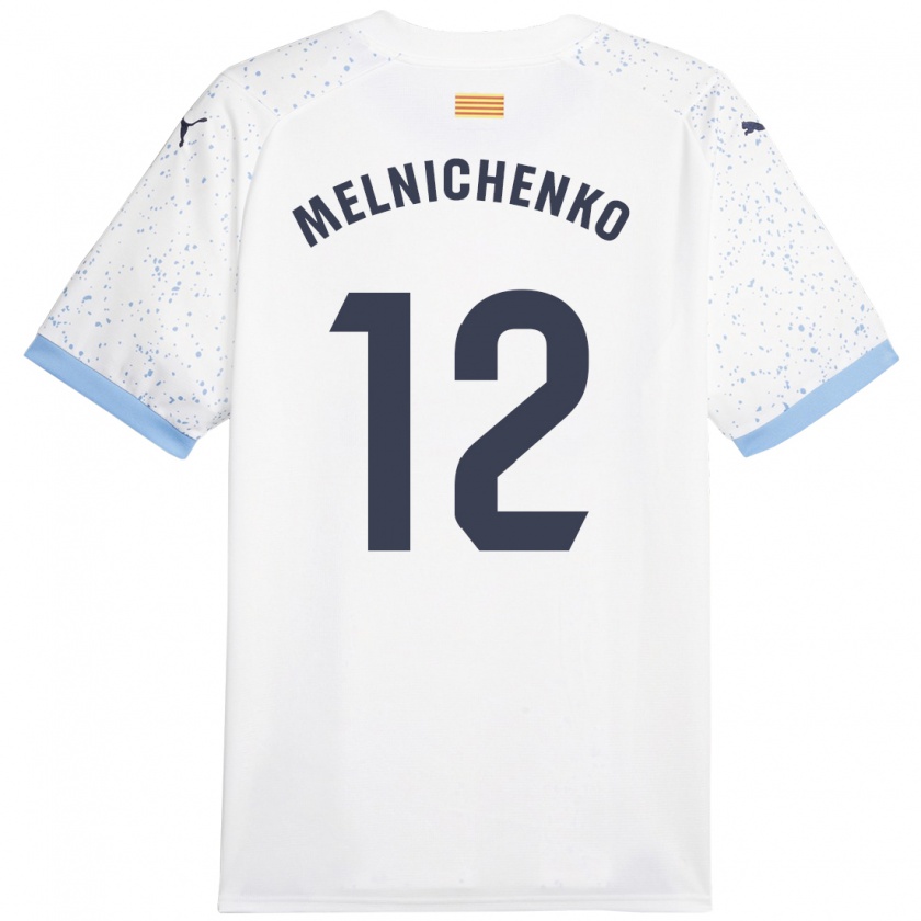 Kandiny Niño Camiseta Dmytro Melnichenko #12 Blanco 2ª Equipación 2023/24 La Camisa Chile