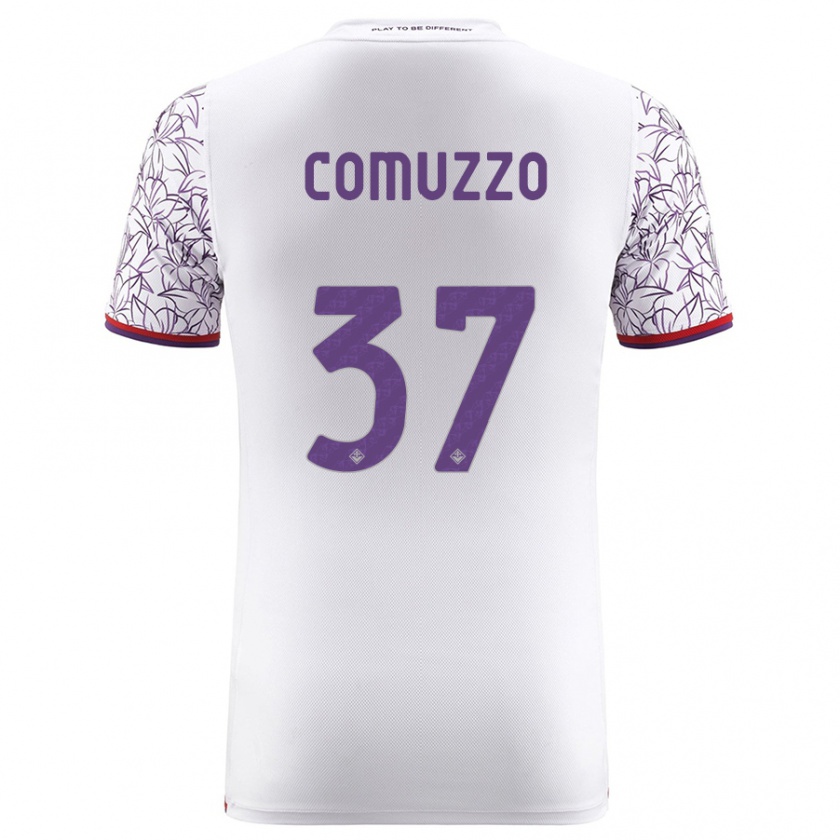 Kandiny Niño Camiseta Pietro Comuzzo #37 Blanco 2ª Equipación 2023/24 La Camisa Chile