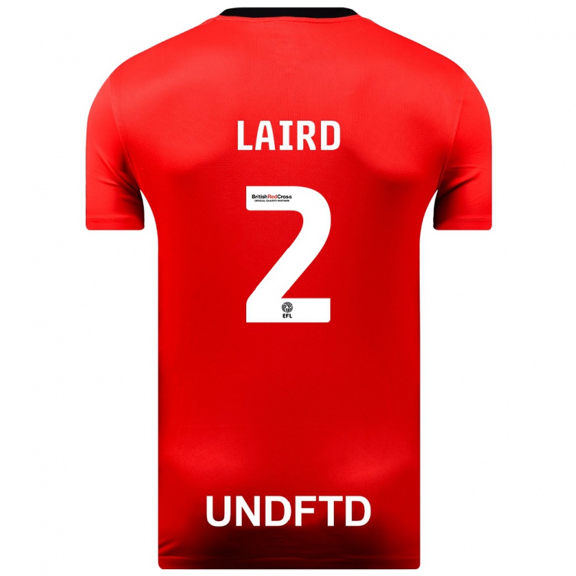Kandiny Niño Camiseta Ethan Laird #2 Rojo 2ª Equipación 2023/24 La Camisa Chile