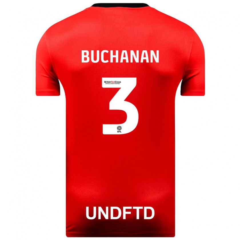 Kandiny Niño Camiseta Lee Buchanan #3 Rojo 2ª Equipación 2023/24 La Camisa Chile
