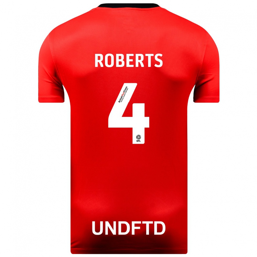 Kandiny Niño Camiseta Marc Roberts #4 Rojo 2ª Equipación 2023/24 La Camisa Chile