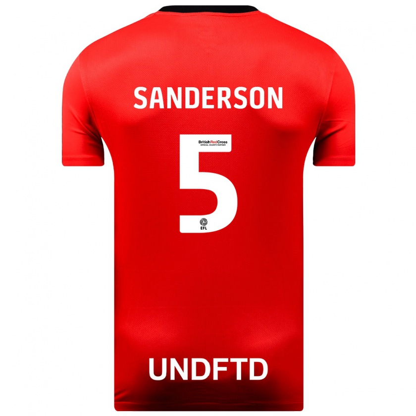 Kandiny Niño Camiseta Dion Sanderson #5 Rojo 2ª Equipación 2023/24 La Camisa Chile