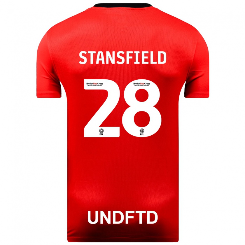 Kandiny Niño Camiseta Jay Stansfield #28 Rojo 2ª Equipación 2023/24 La Camisa Chile