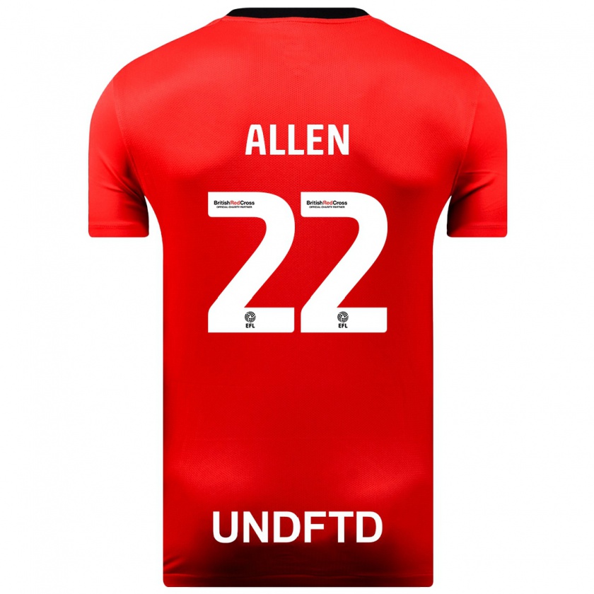 Kandiny Niño Camiseta Remi Allen #22 Rojo 2ª Equipación 2023/24 La Camisa Chile
