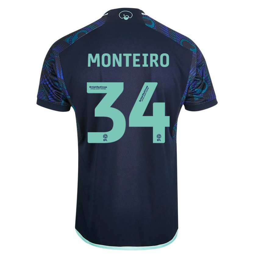 Kandiny Niño Camiseta Diogo Monteiro #34 Azul 2ª Equipación 2023/24 La Camisa Chile