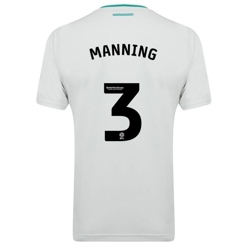 Kandiny Niño Camiseta Ryan Manning #3 Blanco 2ª Equipación 2023/24 La Camisa Chile