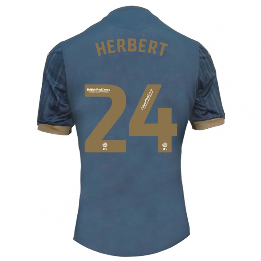 Kandiny Niño Camiseta Chelsea Herbert #24 Verde Azulado Oscuro 2ª Equipación 2023/24 La Camisa Chile