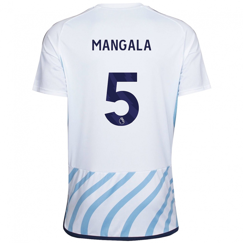 Kandiny Niño Camiseta Orel Mangala #5 Blanco Azul 2ª Equipación 2023/24 La Camisa Chile