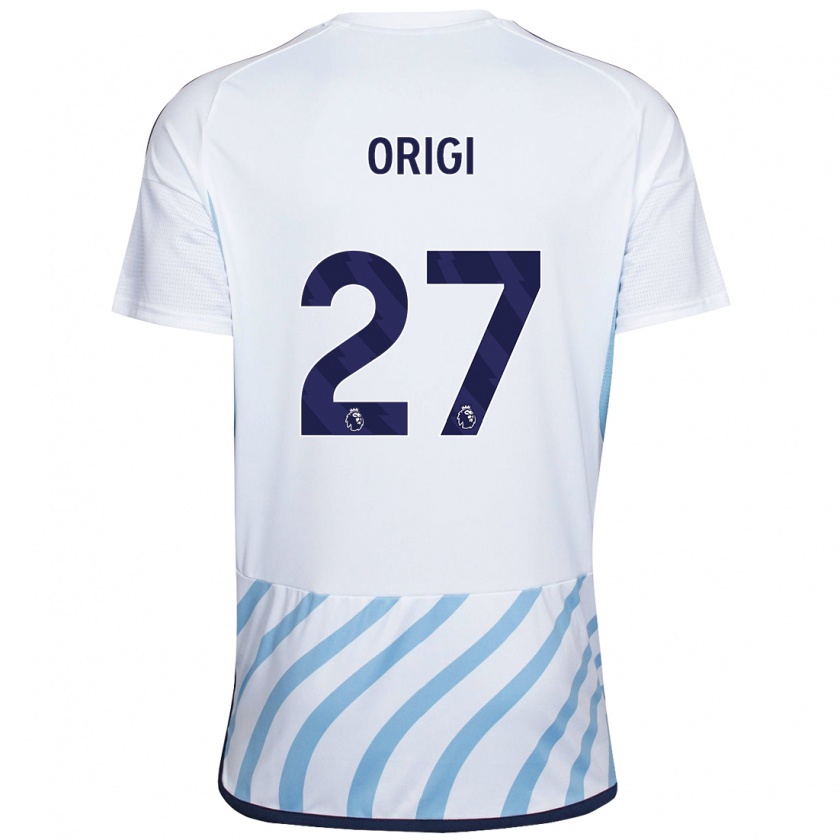 Kandiny Niño Camiseta Divock Origi #27 Blanco Azul 2ª Equipación 2023/24 La Camisa Chile
