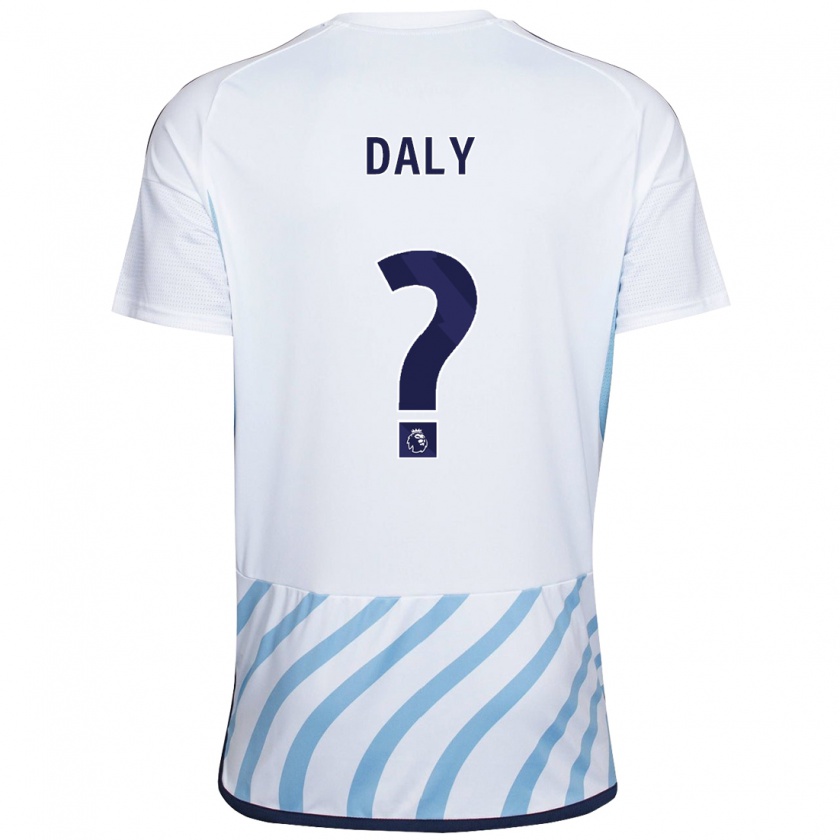 Kandiny Niño Camiseta Cormac Daly #0 Blanco Azul 2ª Equipación 2023/24 La Camisa Chile