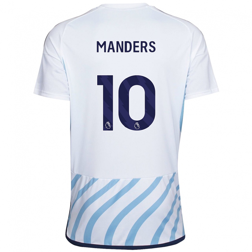 Kandiny Niño Camiseta Holly Manders #10 Blanco Azul 2ª Equipación 2023/24 La Camisa Chile