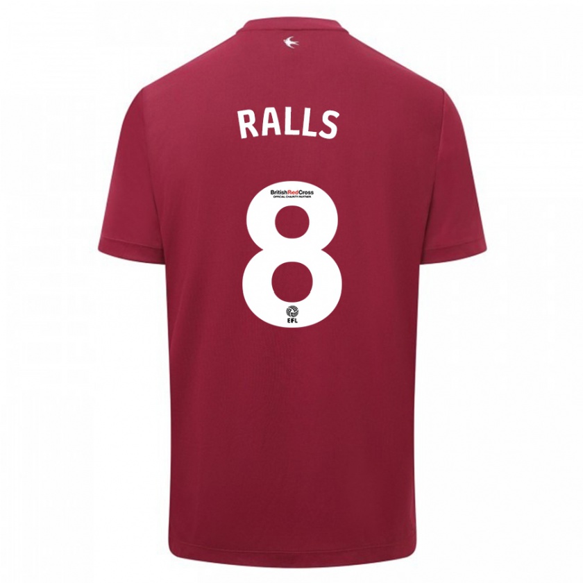 Kandiny Niño Camiseta Joe Ralls #8 Rojo 2ª Equipación 2023/24 La Camisa Chile