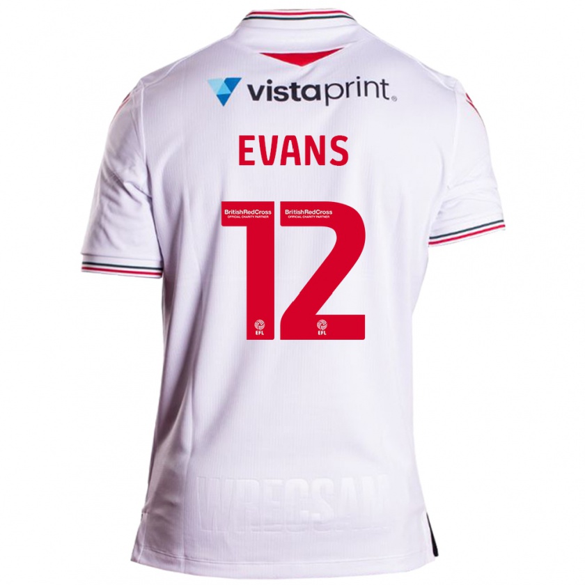 Kandiny Niño Camiseta George Evans #12 Blanco 2ª Equipación 2023/24 La Camisa Chile