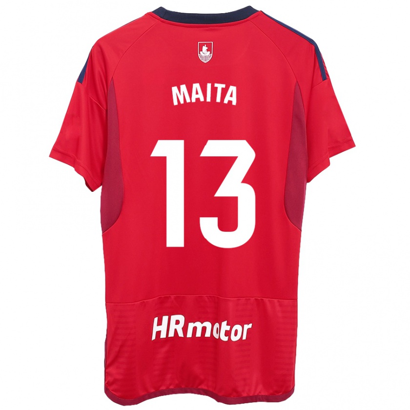 Kandiny Hombre Camiseta Maitane Zalba Irañeta #13 Rojo 1ª Equipación 2023/24 La Camisa Chile