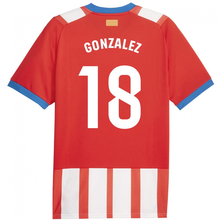 Kandiny Hombre Camiseta Gerard González #18 Rojo Blanco 1ª Equipación 2023/24 La Camisa Chile