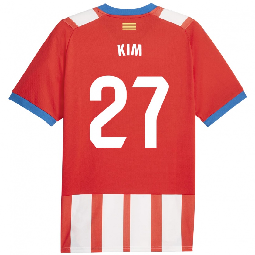Kandiny Hombre Camiseta Min-Su Kim #27 Rojo Blanco 1ª Equipación 2023/24 La Camisa Chile