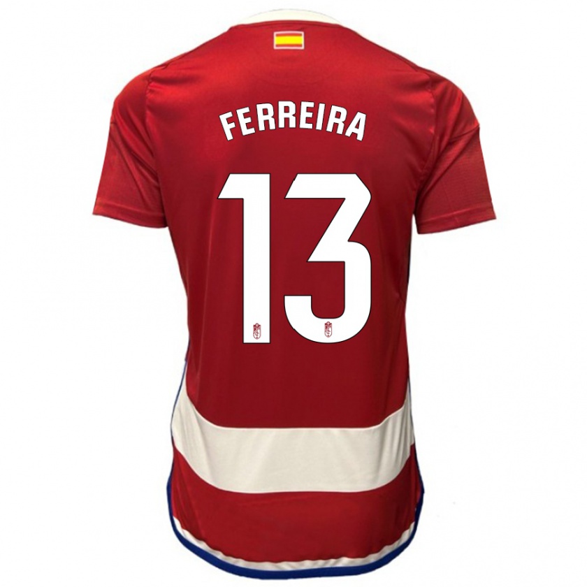 Kandiny Hombre Camiseta André Ferreira #13 Rojo 1ª Equipación 2023/24 La Camisa Chile