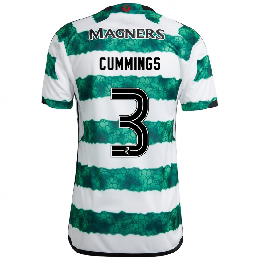 Kandiny Hombre Camiseta Sydney Cummings #3 Verde 1ª Equipación 2023/24 La Camisa Chile