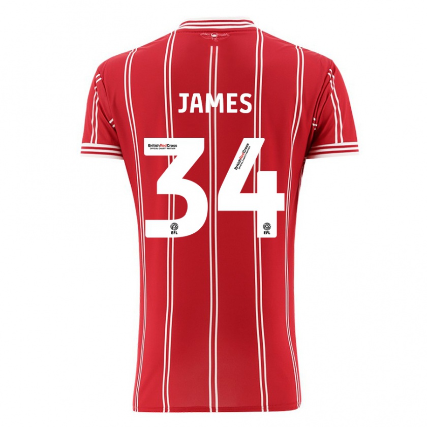 Kandiny Hombre Camiseta Joseph James #34 Rojo 1ª Equipación 2023/24 La Camisa Chile