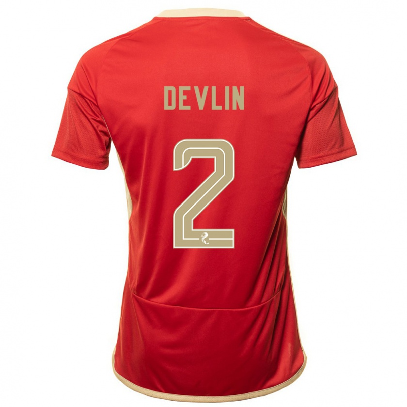 Kandiny Hombre Camiseta Nicky Devlin #2 Rojo 1ª Equipación 2023/24 La Camisa Chile