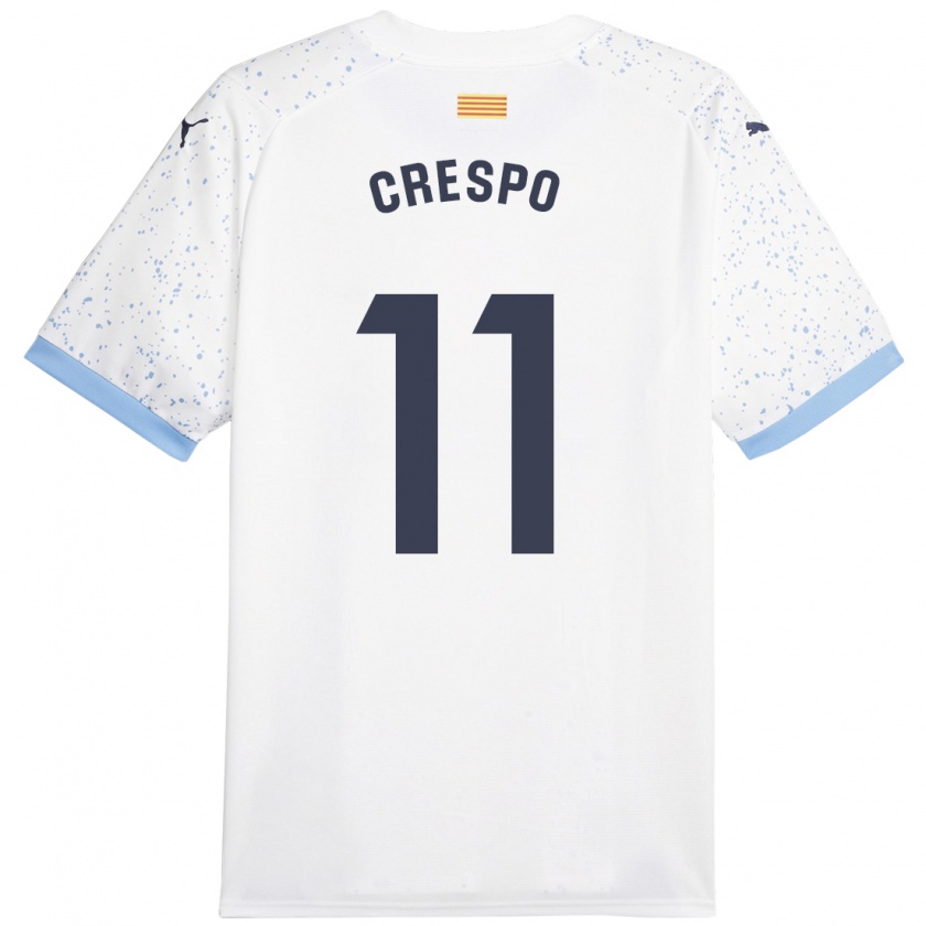 Kandiny Hombre Camiseta Lydia Crespo #11 Blanco 2ª Equipación 2023/24 La Camisa Chile