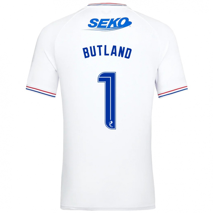 Kandiny Hombre Camiseta Jack Butland #1 Blanco 2ª Equipación 2023/24 La Camisa Chile