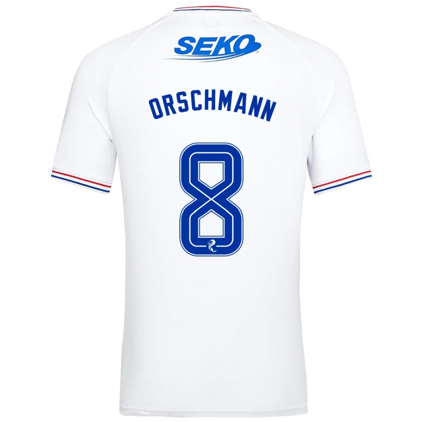 Kandiny Hombre Camiseta Dina Orschmann #8 Blanco 2ª Equipación 2023/24 La Camisa Chile