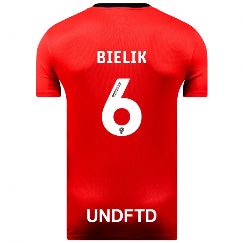 Kandiny Hombre Camiseta Krystian Bielik #6 Rojo 2ª Equipación 2023/24 La Camisa Chile