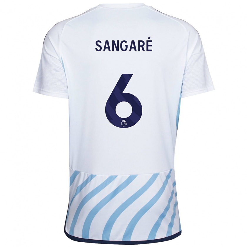 Kandiny Hombre Camiseta Ibrahim Sangaré #6 Blanco Azul 2ª Equipación 2023/24 La Camisa Chile
