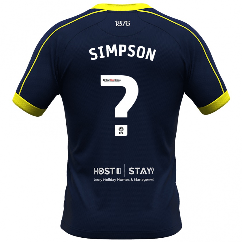 Kandiny Hombre Camiseta Cameron Simpson #0 Armada 2ª Equipación 2023/24 La Camisa Chile