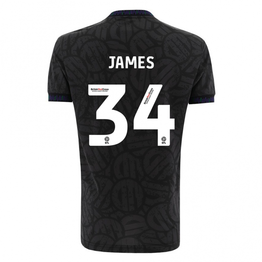 Kandiny Hombre Camiseta Joseph James #34 Negro 2ª Equipación 2023/24 La Camisa Chile
