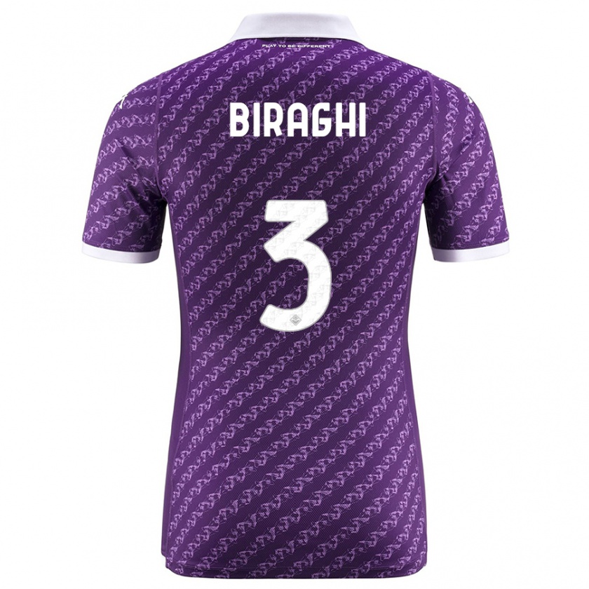 Kandiny Mujer Camiseta Cristiano Biraghi #3 Violeta 1ª Equipación 2023/24 La Camisa Chile