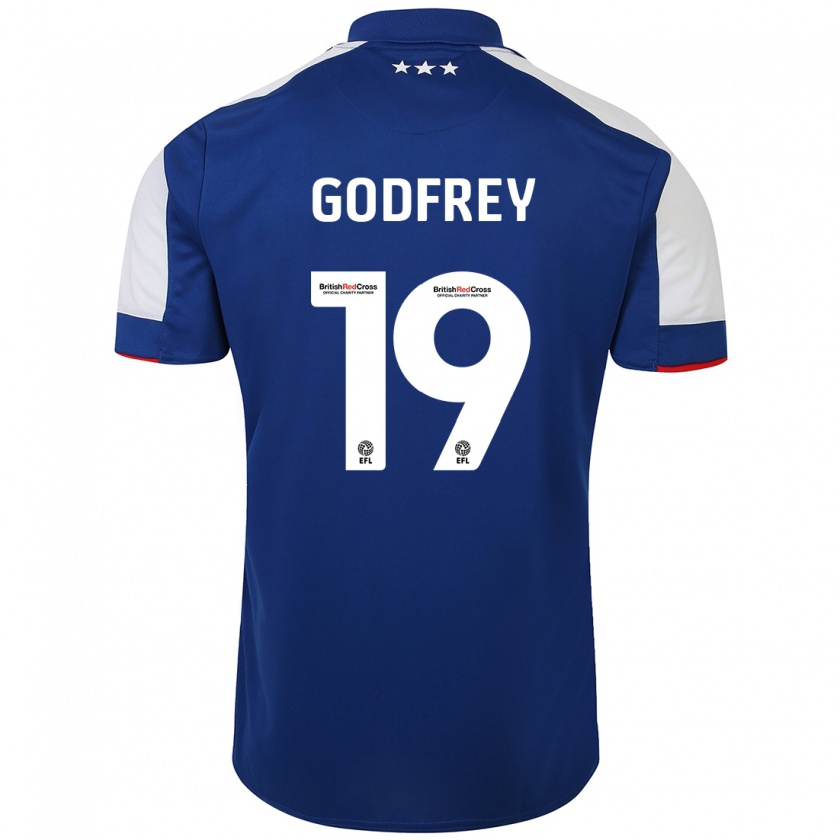 Kandiny Mujer Camiseta Freya Godfrey #19 Azul 1ª Equipación 2023/24 La Camisa Chile