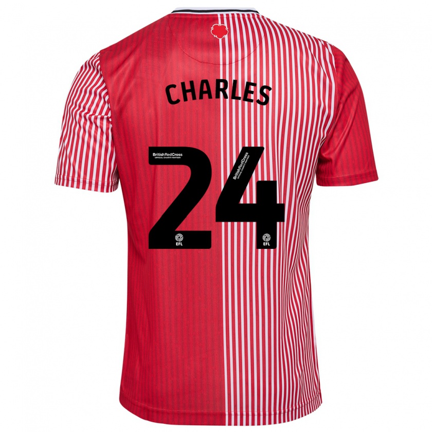 Kandiny Mujer Camiseta Shea Charles #24 Rojo 1ª Equipación 2023/24 La Camisa Chile